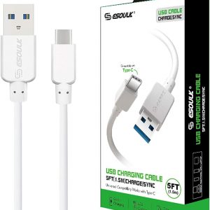 Esoulk - 5 ft Round Cable for Type-C 1.5A - White