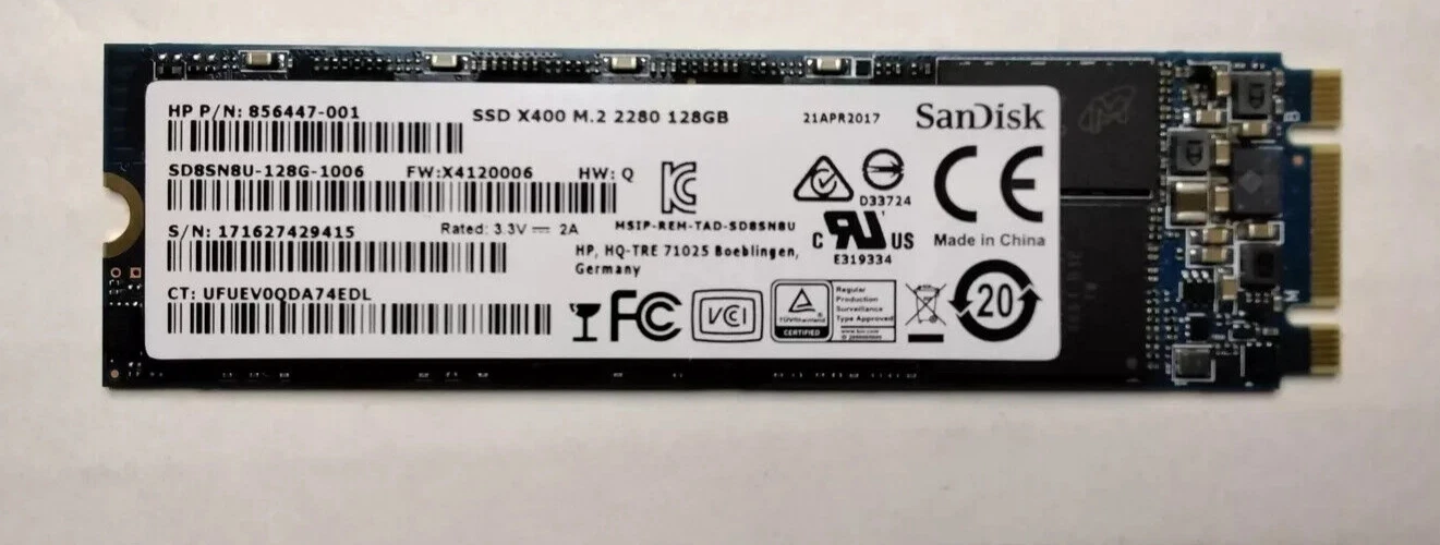 hp 856447-001 / SD8SN8U-128G-1006 M.2 2280 SATA SSD 128GB X400 SanDisk